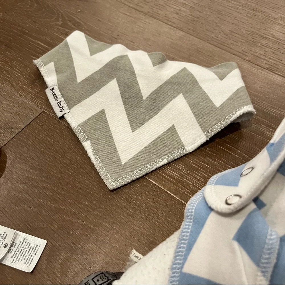 Baby Bandana Bib Set of 7 Gray Blue White
